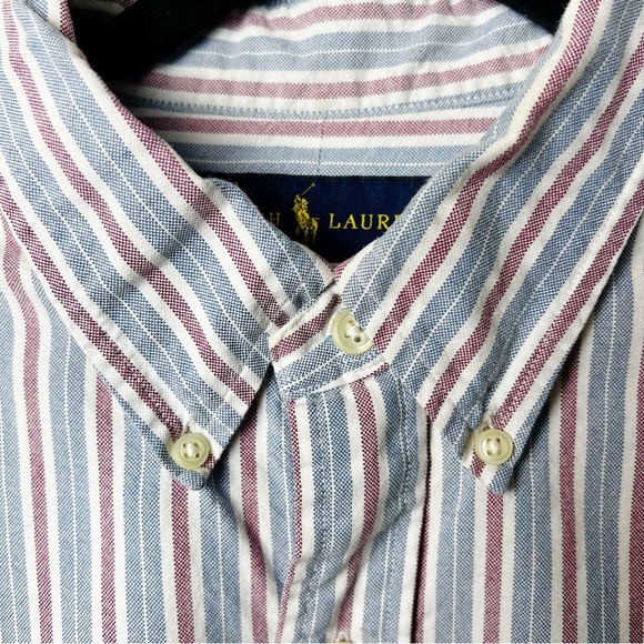 Ralph Lauren - Men’s Striped Custom Fit Buttoned Down Shirt - Sz. Lg - Picture 4 of 6